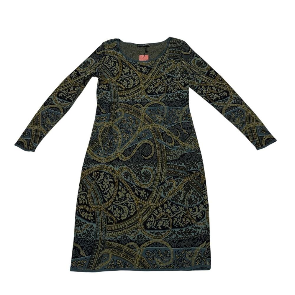 NWT Peruvian Connection Womens Medium Kashmiri Paisley Sweater Dress Cotton - Picture 3 of 9